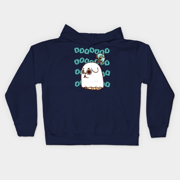 Ghost Sheet Puglie Kids Hoodie by Puglie Pug 